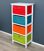 ts-ideen GmbH Mobiletto Bianco con Quattro ceste in Arancio, Verde, Blu e Rosso. Nuovo