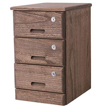 NM - Armadietto verticale a 3 cassetti in legno, con serratura e 4 ruote, completamente assemblato, colore: naturale