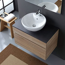 Kiamami Valentina MOBILE BAGNO SOSPESO CM80 CON TOP IN LEGNO ANTRACITE E LAVABO DA APPOGGIO | SOLE