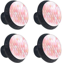 Motivo a squame di pesce rosso corallo sirena Pomelli per Porta Set di 4 Pomelli per Mobili Manopole per Cassetti Cucina Armadio Vetro