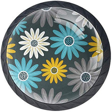 Gray Blue Yellow White Daisy Pattern Pomelli per Porta Set di 4 Pomelli per Mobili Manopole per Cassetti Cucina Armadio Vetro