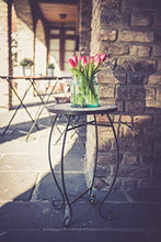 Tavolo da giardino mosaicato sgabello per fiori rotondo da balcone per ambienti esterni con portafiori in metallo
