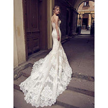FTFTO Accessori per la casa Abiti Eleganti e semplici Abito Sexy a Coda di Pesce Abito Romantico in Pizzo con Apertura sul Retro Abiti Senza Maniche Abito da Sposa 6
