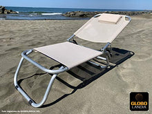 GLOBOLANDIA Spiaggina a 3 Posizioni in Alluminio e Textilene Ecru 685974 con Cuscino, 3 Cinghie Elastiche