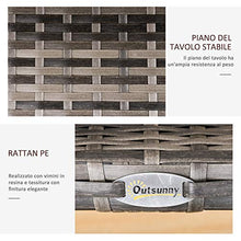 Outsunny Tavolino in Rattan Sintetico da Esterno, Giardino, Terrazzo Impermeabile Grigio 45x45x44cm