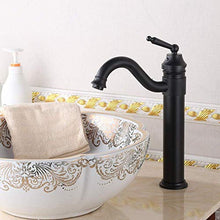 HYY-YY - Rubinetto per lavabo antico sopra lavabo con rotazione a 360 gradi, altezza di rotazione per lavabo, in ferro nero, alto a S, curvo nero