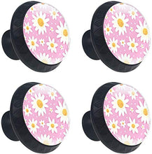 Daisy Flowers Pattern Pink Pomelli per Porta Set di 4 Pomelli per Mobili Manopole per Cassetti Cucina Armadio Vetro