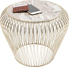 Kare Design Beam Marble Brass Tavolino, Grigio Chiaro, 43 cm