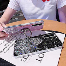 NSSTAR Compatibile con Huawei P30 pro Custodia TPU Silicone Trasparente Cristallo Glitter Silicone TPU Case Morbida con Staffa ad anello Cover Ultra Sottile Bumper Case Antigraffio,transparente