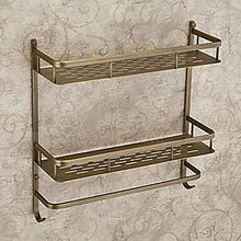 SWNN Bathroom Shelves Vintage Two-Layer + Single Rod Ottone Antico Ottone Materiale 1 Mensola/mensola da Bagno