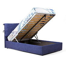 Goldflex - Letto Imbottito Contenitore MOD. Juanita, Compresa Rete Ortopedica Piazza E Mezza 120x200 Sollevamento Verticale, Pistoni a Gas, Rivestimento Alessia 01 Ghiaccio SFODERABILE, Made in Italy