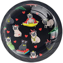Gentili Pug Dog Princess Queen King Gentlemen Pomelli per Porta Set di 4 Pomelli per Mobili Manopole per Cassetti Cucina Armadio Vetro