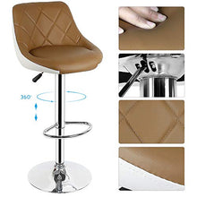 POPSPARK Set di 2 sgabelli da Bar con Schienale e Sedile Ben Imbottiti, Altezza Regolabile e Rotazione di 360 ° (Marrone)