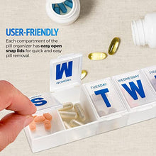 Organizer per pillole settimanale - Confezione da 4 planner per pillole extra large da 7 giorni e organizer per pillole giornaliero e promemoria per i farmaci, dal lunedì alla domenica, senza BPA