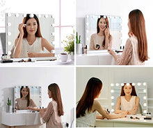 Specchio Cosmetico con Luci A LED,Specchio Cosmetico per Trucco con 15 Lampadine A LED E 3 Luci Dimmerabili,Controllo Touch,Bianco