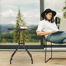 Relaxdays Tavolo Rotondo da Esterno, Aspetto Rattan, Tavolino Balcone Piccolo, Plastica e Metallo, HD: 74x60 cm, Marrone