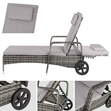 TecTake 403225 Lettino Sedia Prendisole in Rattan, Altezza Regolabile, Arredo Esterno Giardino, Sdraio Prendisole Divano, Grigio