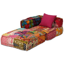 Tidyard Pouf Divano Letto Modulare a 2/3 Posti in Tessuto Patchwork,Divano Letto Modulare a 2 Posti in Tessuto,Divano Letto 2 Posti,Divano Lettto 3 Posti,Divano in Tessuto,Divano Modulare