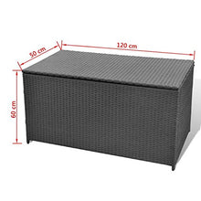 UnfadeMemory Baule da Giardino Nero 120x50x60 cm in Polyrattan