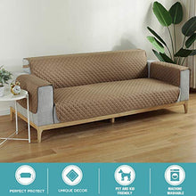 PETCUTE Copridivano Fodera per Divano Trapuntata Impermeabile Larghezza Sedile Fino a 66" salvadivano Antiscivolo 3 posti Marrone Chiaro