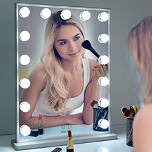 WONSTART specchio trucco con luci, Specchio per Il Trucco con 15 Pezzi di luci a LED da Tavolo o Specchio per Il Montaggio a Parete (42/51 Silver)