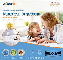 AIMS, Coprimaterasso trapuntato impermeabile in microfibra, con angoli, con fascia elastica, profondità extra di 40 cm (King)