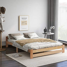 Letto in legno massiccio con testiera e rete a doghe, naturale (200 x 140 cm)