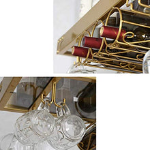 SBDLXY Portabottiglie 2 in 1 - Portabottiglie e portabottiglie in Ferro da Appendere alla Parete [Altezza 30-60 cm Regolabile] - Portabicchieri a soffitto con Cornice Nera