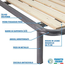 Comprarredo Rete matrimoniale a doghe verticali ortopedica 160 x 190 cm, dotata di Tavole in Legno massello da 9cm, con telaio in metallo, cinque piedi e triplo supporto anche per pesi importanti