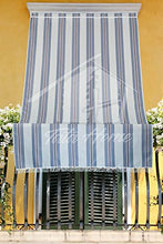 Tenda da Sole con Kit Ganci e Anelli in Tessuto Multirighe Resistente da Esterno o Balcone Misura cm 140x300 Dis.8 Colore Blu
