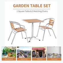 giordano shop Set Tavolo e 2 Sedie da Giardino in Alluminio Effetto Legno