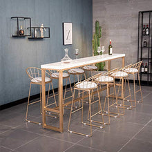 Sgabello Alto da Bar Imbottito in Oro, (Seduta 75 cm, 30 Pollici), Cuscino in Misto Cotone e Lino con Struttura in Ferro per ristoranti, Bar, caffè, Reception