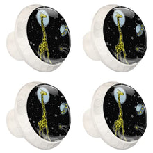 Maniglie per cassetti Manopole per cassetti Manopole rotonde Confezione da 4 per armadietto, cassetti, cassettiere, cassettiere ecc - Giraffa In Un Casco Cosmico