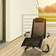 GARTIO Poltrona Sdraio Rocking Ellittica, Sedia a Dondolo Pieghevole, per Giardino, Balcone & Terrazza, Carico Massimo 180 kg, Nero