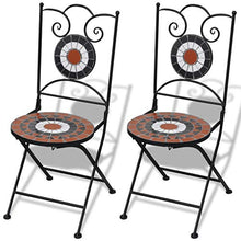 vidaXL Set 2pz Sedia Bistro Ferro Giardino Esterno con Mosaico Terracotta/Bianco