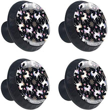 Misteriosa Unicorn Rose Floral Black Night Pomelli per Porta Set di 4 Pomelli per Mobili Manopole per Cassetti Cucina Armadio Vetro