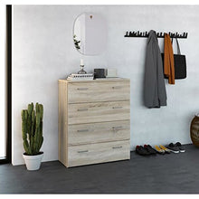 Tvilum - Cassettiera a 4 cassetti, struttura in rovere, 92,3 x 74,1 x 35,95 cm