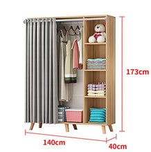 Armadio con armadio stabile e resistente Armadio grande assemblato economico, facile da riporre e installare, con asta appendiabiti, armadio in legno massello, tenda scorrevole-C white
