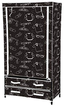 Kit Closet Armadio tessuto 4 stazione. + Gancio, decorato Nero