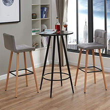 Duhome 2X Sgabelli da Bar Tessuto (Lino) Quadrato con Schienale Piedini in Legno Selezione Colore 5117A, Colore:Grigio, Materiale:Velluto