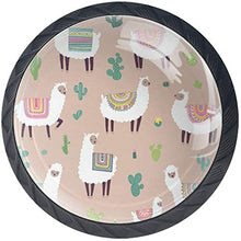 Llama Alpaca Cactus Illustration Pomelli per Porta Set di 4 Pomelli per Mobili Manopole per Cassetti Cucina Armadio Vetro
