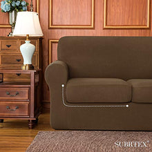 subrtex Copridivano 2 Posti con 2 Copricuscini, Copridivano Elasticizzato Due Posti AntiGraffio per Gatto Cani Lavabile (2 Posti, Marrone)