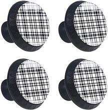 Quadrato a quadri scozzese grigio bianco nero Pomelli per Porta Set di 4 Pomelli per Mobili Manopole per Cassetti Cucina Armadio Vetro