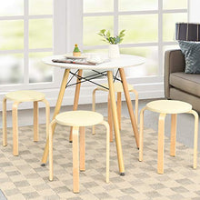 COSTWAY Set di 4 Sgabelli Impilabi, Sedia Rotonda per Cucina Bar, Legno