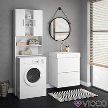 Vicco Armadio per lavatrice Luis Armadio per il bagno bianco, 190 x 64 cm