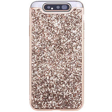 Saceebe Compatibile con Galaxy A80 Custodia Silicone TPU Paillettes Glitter Strass Silicone TPU Case PC Coperture [placcatura bordo] Bumper Case Ultra Sottile Antigraffio,oro rosa&