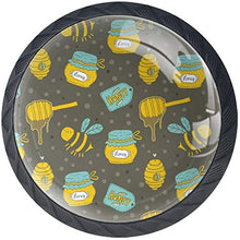 Honey Drip Jar Hive Bee Gray Dot Pattern Pomelli per Porta Set di 4 Pomelli per Mobili Manopole per Cassetti Cucina Armadio Vetro