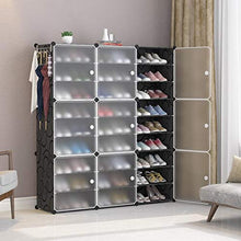 XWZH Cabinet Scarpe da Polvere Armadio di plastica Cubetti di stoccaggio ad Incastro per Vestiti, Modelli Decorativi traslucidi, Elegante Bianco e Nero (9 cubo)