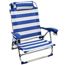 Rainbow Beach Chair, Sedia Pieghevole per Spiaggia, Giardino, Campeggio (2 unità, Strisce blu e bianche)