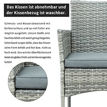 Moimhear Set di mobili da giardino, in polyrattan, per 4 persone, con seduta imbottita e tavolo da balcone, colore: grigio